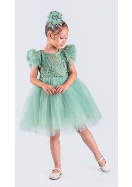 Kız Çocuk Nakışlı Tütü Etek Elbise MNK0578