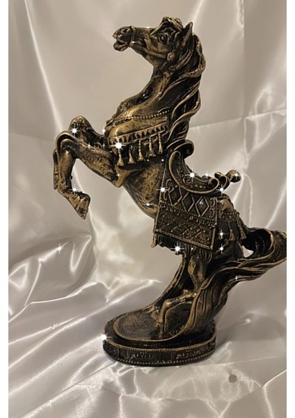 Kaideli At Biblo Şahlanan Kır At Polyester Işlemeli Heykel Şık Tasarım Büyük Bakır Renk