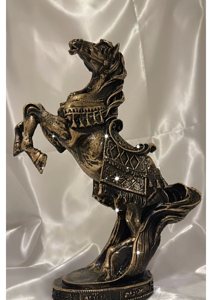 Kaideli At Biblo Şahlanan Kır At Polyester Işlemeli Heykel Şık Tasarım Büyük Bakır Renk indirimleri