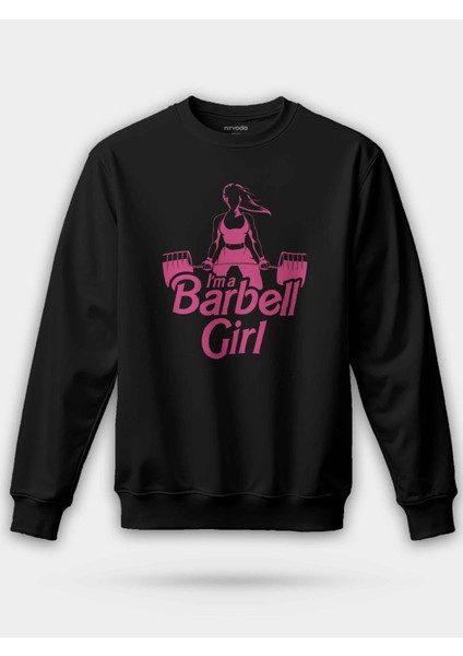 Barbell Girl Fitness Gym Pembe Kız Unisex Regular Sweatshirt