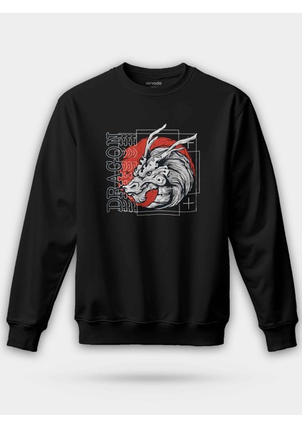 Dragon Kırmızı Ejderha Siyah Unisex Regular Sweatshirt