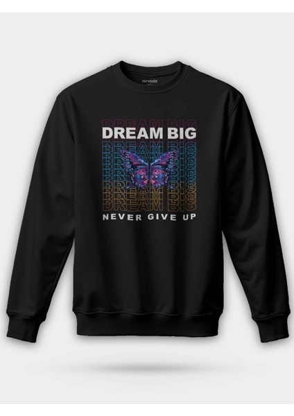 Dream Kelebek Siyah Unisex Regular Sweatshirt