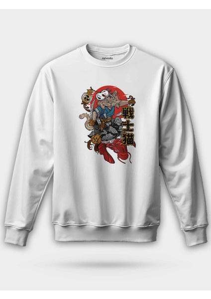 Samuray Kitsune Kedi Unisex Regular Sweatshirt