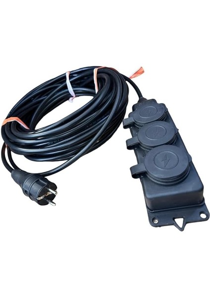 3'lü Grup Priz 3x2.5mm Cca Ttr Siyah Renk Topraklı Kauçuk Seyyar Elektrik Kablosu