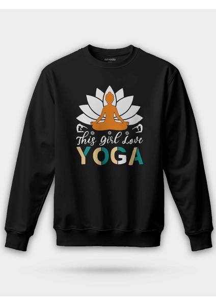 Girl Love Yoga Siyah Unisex Regular Sweatshirt