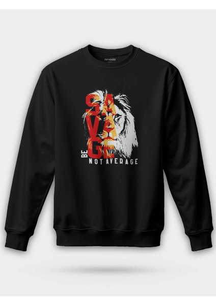 Savage Aslan Siyah Unisex Regular Sweatshirt