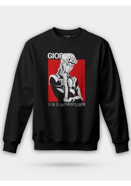 Giorno Giovanna Jojos Bizarre Siyah Unisex Regular Sweatshirt