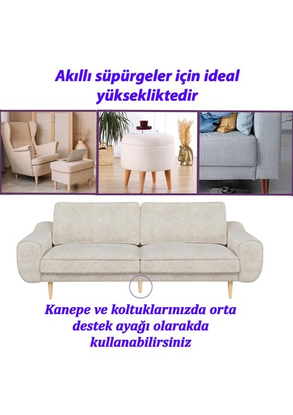 Ahşap Ayak 12 cm 2'li Set Açık Meşe M8 Civatalı Bağlantı Aparatlı Dolap Mobilya Koltuk Kanepe Destek Ayağı Ayakları