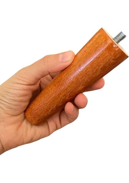 Ahşap Ayak 12 cm 2'li Set Açık Meşe M8 Civatalı Bağlantı Aparatlı Dolap Mobilya Koltuk Kanepe Destek Ayağı Ayakları
