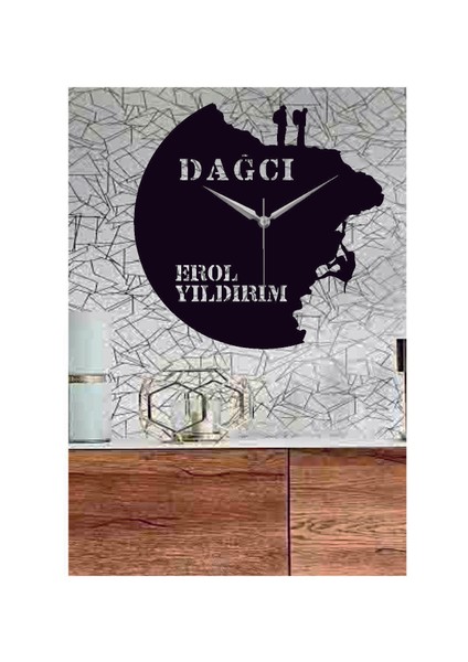 Kişiye Özel Dağcı Temalı Ahşap Duvar Saati
