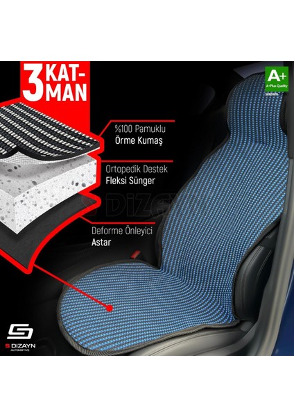 Üniversal Oto Koltuk Koruyucu Kılıf Minderi 2 Ön 1 Arka Set Mavi fiyatları