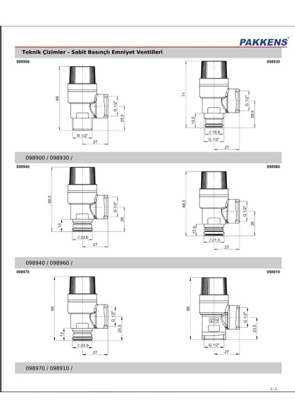3/4 Dış Dişli Emniyet Ventili modelleri
