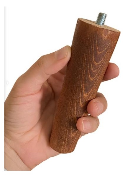 Ahşap Ayak 12 cm 4'lü Set Koyu Meşe M8 Civatalı Bağlantı Aparatlı Dolap Mobilya Koltuk Kanepe Destek Ayağı Ayakları
