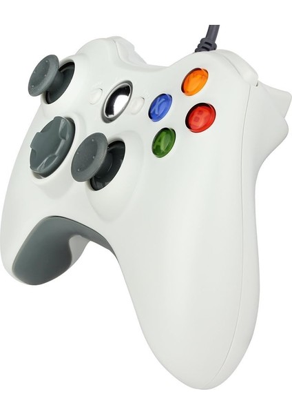 Xbox 360/SLIM -Pc Laptop Uyumlu Titreşimli USB Kablolu Oyun Kolu (Pc ve Xbox 360 Uyumlu) - Beyaz