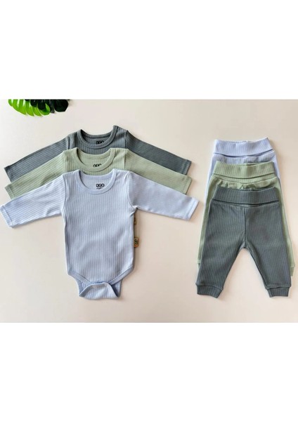 3'lü Unisex Pamuklu Raporlu Bebek Basic Body Pantolon Takım