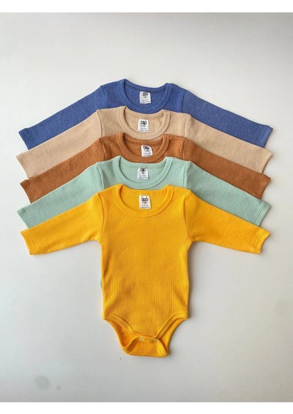 5'li Esnek Kaşkorse Uzun Kol Unisex Bebek Body Zıbın fiyatları