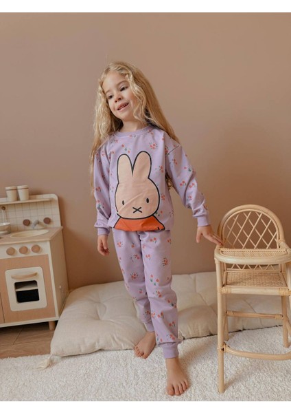 Yigit Butik Çiçek Baskılı Kız Çocuk Alt Üst Takım