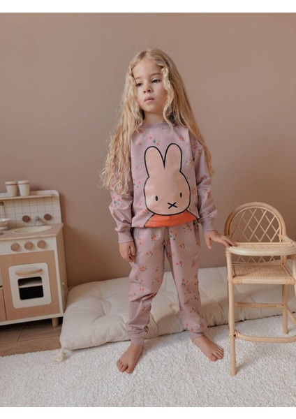 Yigit Butik Çiçek Baskılı Kız Çocuk Alt Üst Takım