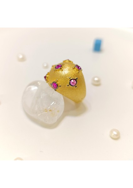 Kırmızı Taşlı Kubbe Antik Yüzük 14 Ayar Altın modelleri