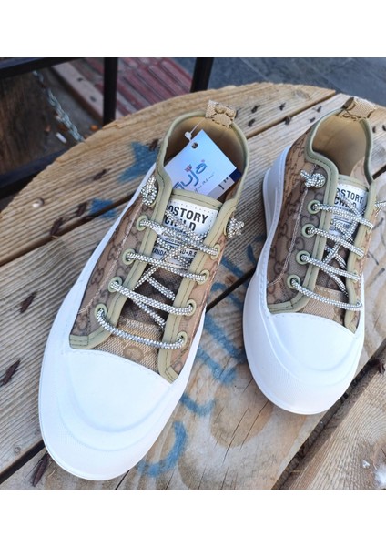 24Y384 Kadın Monogram Desen Sneaker Spor Ayakkabı
