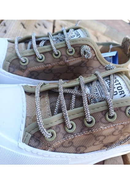 24Y384 Kadın Monogram Desen Sneaker Spor Ayakkabı