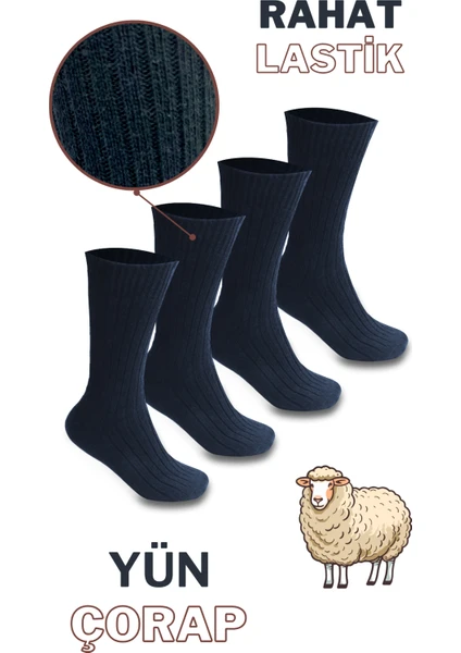 Ciho Socks 4 Çift Yünlü Erkek Lambswool Doğal Yumuşak Kalın Termal Kışlık Fitilli Derbi Soket Çorap