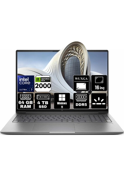 Zbook Power 16 G11 Intel Core Ultra 7 155H 64GB 4tb SSD 8gb Rtx 2000 Ada 16" Wuxga Windows 11 Pro Taşınabilir Iş Istasyonu 8T0U3EA-A11