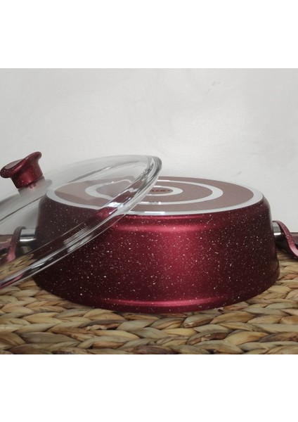 Imza Granit 26 cm Basık Tencere ( Pilav,dolma,karnıyarık ) Kırmızı
