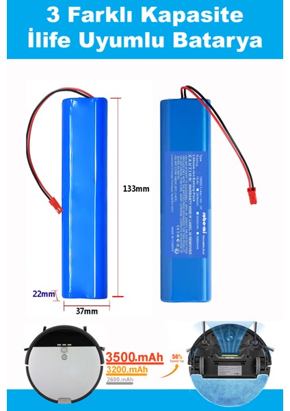 Ilife V8S Uyumlu Batarya 3200 Mah Robot Süpürge Bataryası
