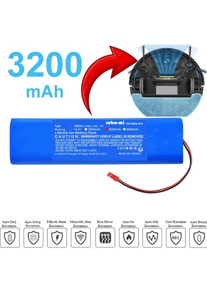 Ilife V8S Uyumlu Batarya 3200 Mah Robot Süpürge Bataryası