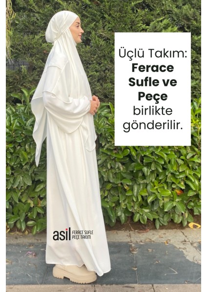 Asil Ferace Sufle Peçe Takım Ekru