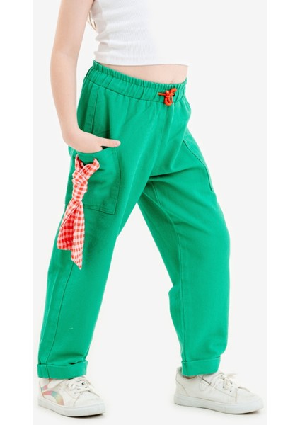Kız Çocuk Fularlı Keten Pantolon G2543