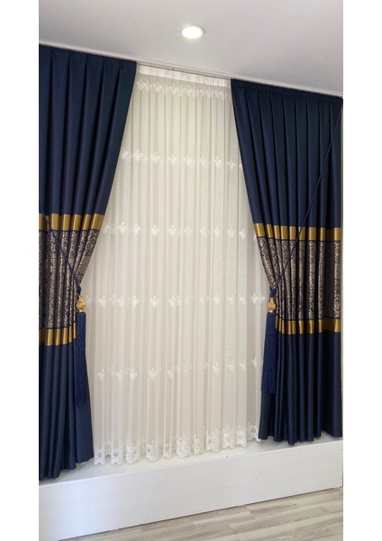 Pano Fon Perde Lacivert Gold (Tek Kanat) fiyatları