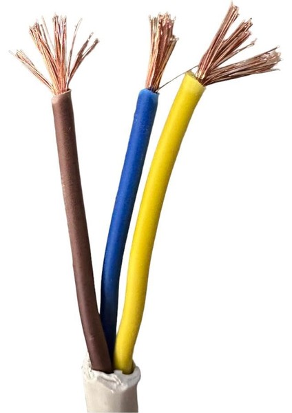 3x2,5 mm Cca Ttr Tekli Beyaz Renk Topraklı Kauçuk Seyyar Elektrik Kablosu