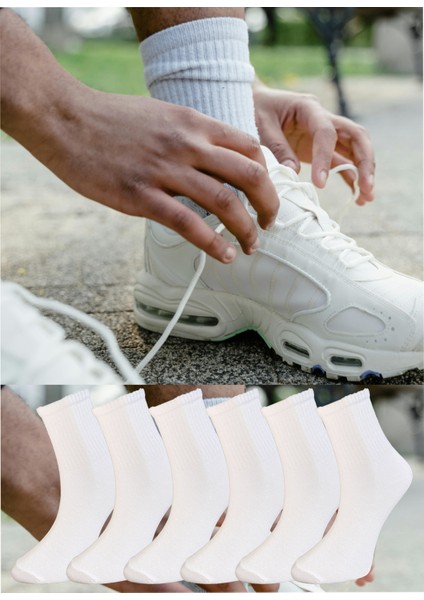 6'lı Paket Kadın, Beyaz Günlük Kolej - Spor -Tenis Çorabı (6 Çift Beyaz) fırsatları