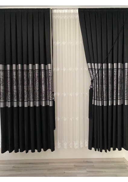 Pano Fon Perde Siyah Gümüş(Tek Kanat) modelleri