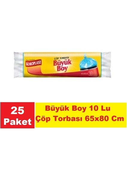 Çöp Poşeti Büyük Boy Mavi 10 Lu 65X80 cm x 25 Paket