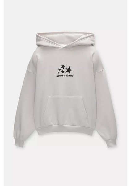 Actıve Moda-Kadın Sweatshirt Lucky To Be Far Away Baskılı Hodies 3 Iplik Kompakt Kumaş (Içi Pamuklu) fırsatları