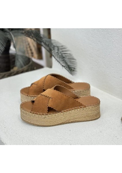 23170006Y Kadın Hakiki Süet Deri Jüt Dolgu Taban Terlik