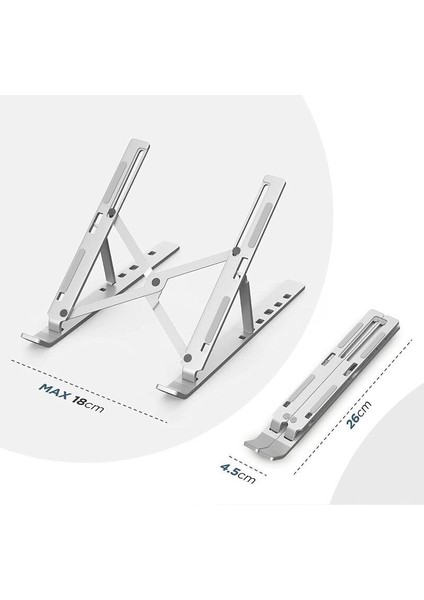 Alüminyum Ayarlı Laptop Macbook Uyumlu Notebook Yükseltici Tutucu Stand