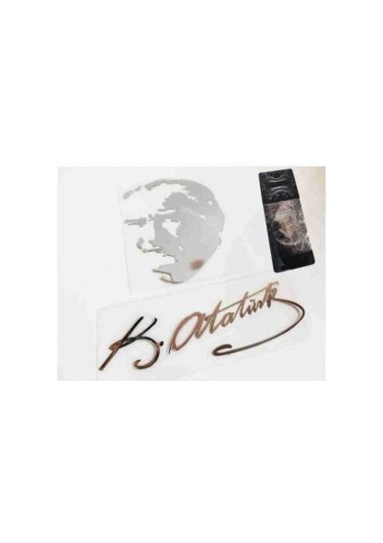 K.atatürk Imzası ve Silüeti Çıkartma (Krom)