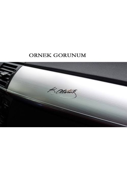 K.atatürk Imzası ve Silüeti Çıkartma (Krom)