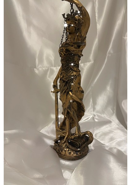 Avukat Adalet Kadın Heykeli Themis Terazi Dekoratif Hakim Kılıçlı Gold Siyahlı Eskitme 40 cm indirimleri