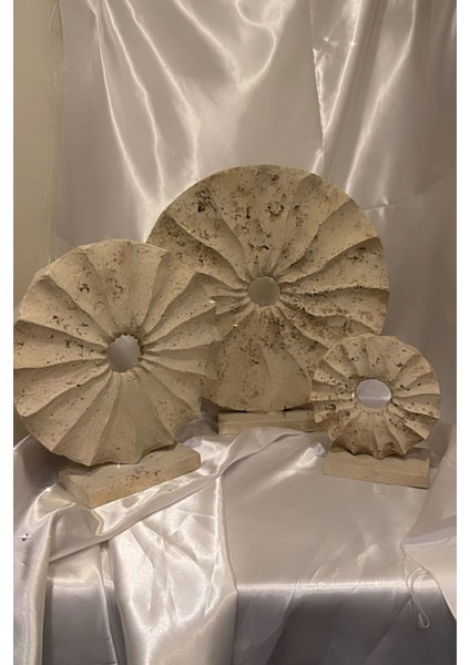 Marble Dekoratif Traverten Zerafet Stone Halka Mermet Taş Biblo 3 Lü fırsatları