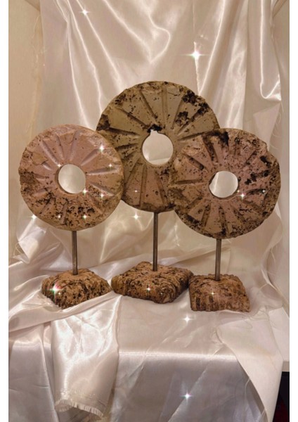 Marble Dekoratif Traverten Zerafet Stone Halka Mermet Taş Biblo 3 Lü Ayaklı Göz indirimleri