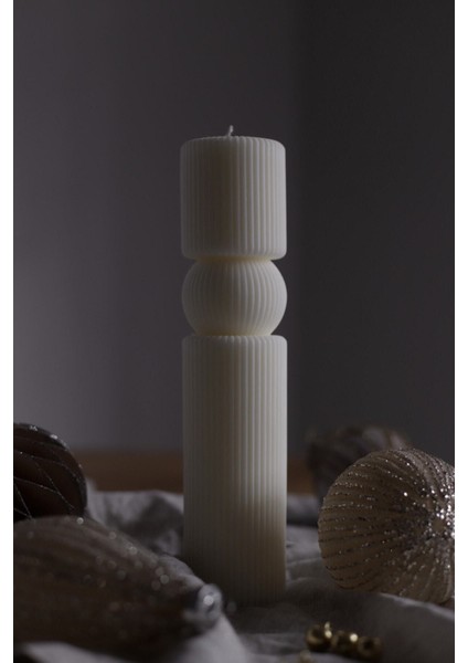 Dekoratif Modern Desenli Sütun Mum - Kokulu Vegan Soya Wax Mumu 2li fiyatları