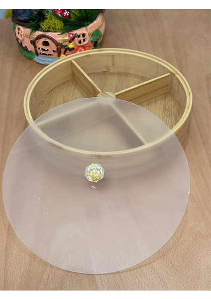 Bambu 360 Derece Döner 4 Bölmeli Kahvaltılık & Çerezlik Akrilik Kapaklı 25 cm fiyatları