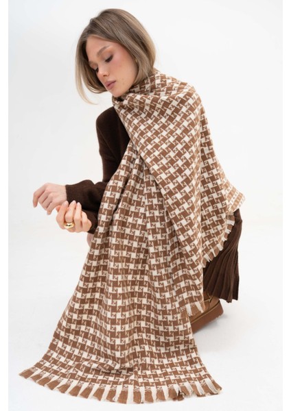 Kazayağı Desenli Kaşmir %100 Viscose Bej-Krem Şal fiyatları