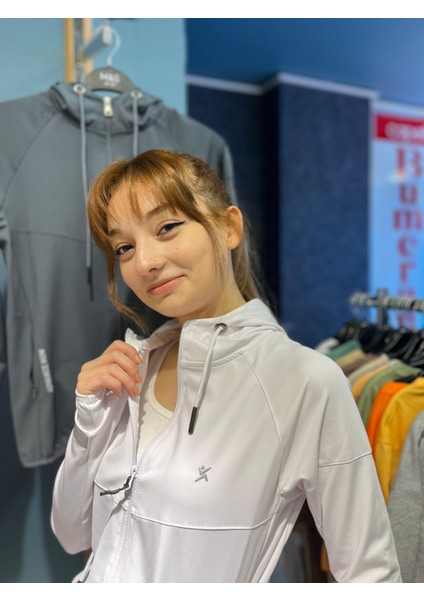 Bayan Fitness Parmak Geçirmeli Likralı Spor Ceket fiyatları