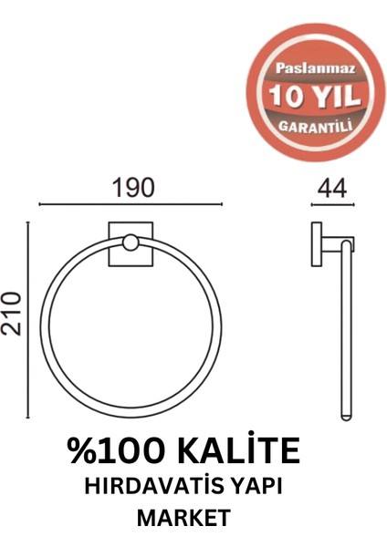 Paslanmaz Pirinç Vizyon Yuvarlak Havluluk Mat Siyah fiyatları